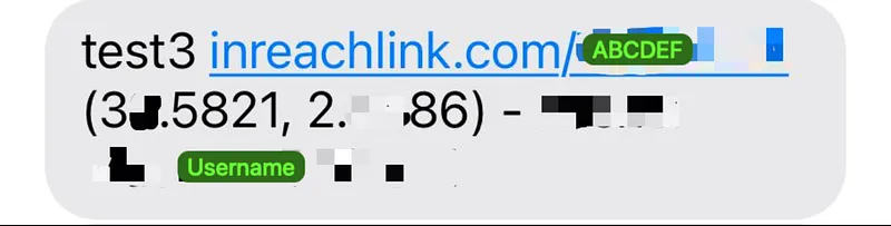 SMS received after inReach user sends a message